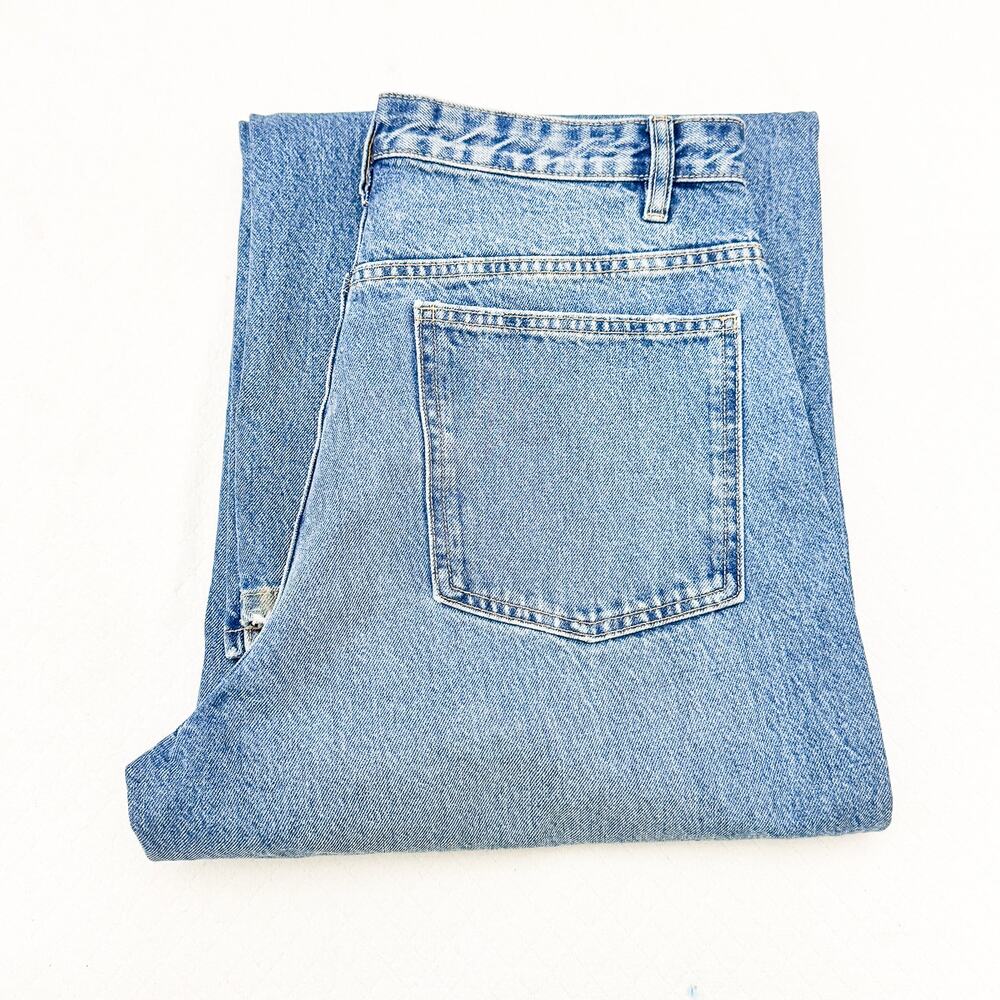 Zara The Crossed Waist Wide Leg Mid-Rise Full Length Denim Jean Size 10 NWT